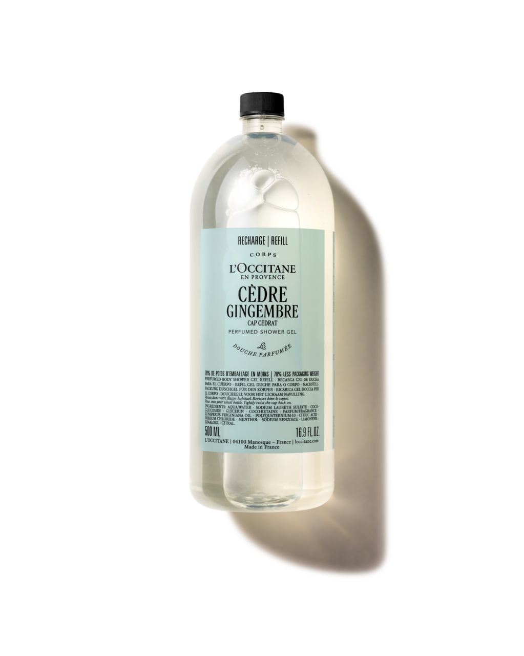 Eco-Refil Sabonete Líquido Corporal Perfumado Cèdre Gingembre 500mL (Cap Cedrat)
